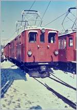 Die Blonay Chamby Bahn RhB Bernina Bahn Ge 4/4 181 im Winter 1985/86 in Blonay.