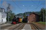 Festival Suisse de la vapeur 2024 / Schweizer Dampffestival 2024 der Blonay-Chamby Bahn -  Die beiden Blonbay-Chamby Bahn Dampflokomotiven BFD HG 3/4 N° 3 an der Zugsspitze und die SEG G 2x 2/2