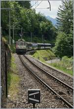 Die MOB GDe 4/4 6006 erreicht mit ihrem Panoramic Express nach Zweisimmen den Bahnhof von Chamby.