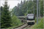 Ein GoldenPass MOB Belle Epoque Zug auf der Fahrt von Zweisimmen nach Montreux kurz vor Sendy Sollard.

16. Mai 2020