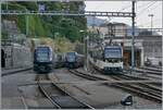 Der MOB ABe 4/4 9202  Alpina  erreicht mit einem Regionalzug von Zweisimmen kommend den Bahnhof von Montreux. Links im Bild waren zwei GoldenPass Express Kompositionen auf ihren nächsten Einsatz. 

24. Aug. 2023