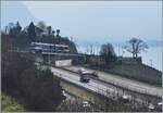 Der MVR CEV ABeh 2/6 7503  Blonay-Chamby  überquert bei Châtelard VD die Autobahn A9. Der Zug ist auf dem Weg von Montreux nach Les Avants.

28. Feb. 2024