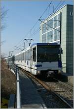 Zwei TL Bem 550 als m1 in Lausanne. Die  TSOL  hat zwar eine Metro-Linien Bezeichnugn (m1) verluft aber berwiegend oberirdisch. 
11. Mrz 2011