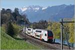 rabe-512/912893/seit-dem-fahrplanwechsel-werden-regionalzuege-r1 Seit dem Fahrplanwechsel werden Regionalzüge R1 und R2 sowie die meisten RE33 mit den neune RABe 512 statt 511 geführt. Im Bild ein RABe 512 kurz nach Villeneuve auf dem Weg in Richutng Lausanne. 

2. April 2026