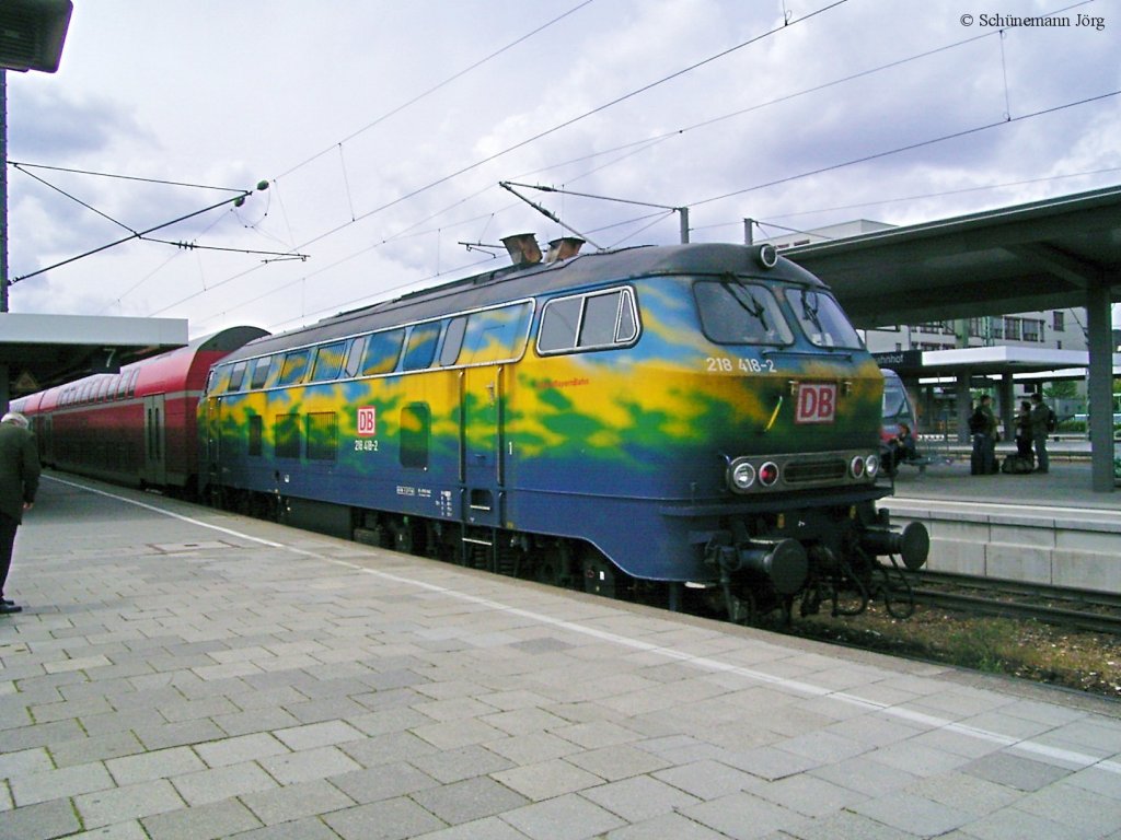 Am 26.05.2005 die 218 418 abgelichtet in Mchen Ost in Richtung Mhldorf am Inn