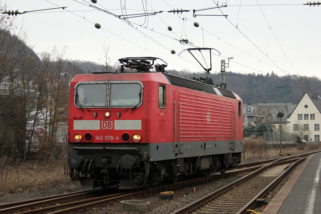 DB 143 078-4 als Tfzf in Linz am Rhein am 10.3.2012
