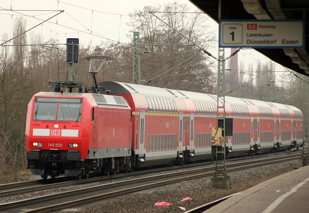DB 146 020 als RE5 in K�ln-Stammheim am 11.3.2012