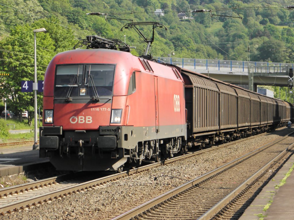 �BB 1116 177-5 mit einem Papierzug in K�nigswinter am 7.5.2011. Gru� an den Tf !!!