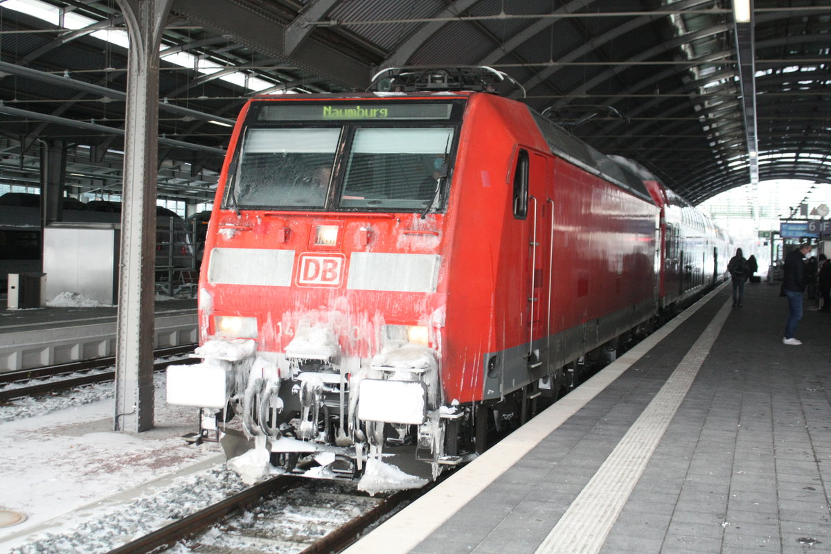 146 007 im Bahnhof Halle/Saale Hbf am 10.2.21