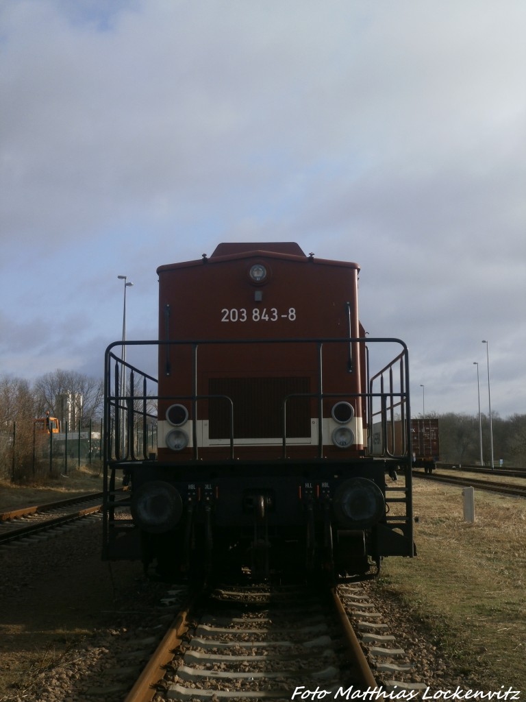 203 843-8 (203 145-8) der Eisenbahn Logistik Leipzig abgestellt am Saalehafen in Halle (Saale) am 4.1.15