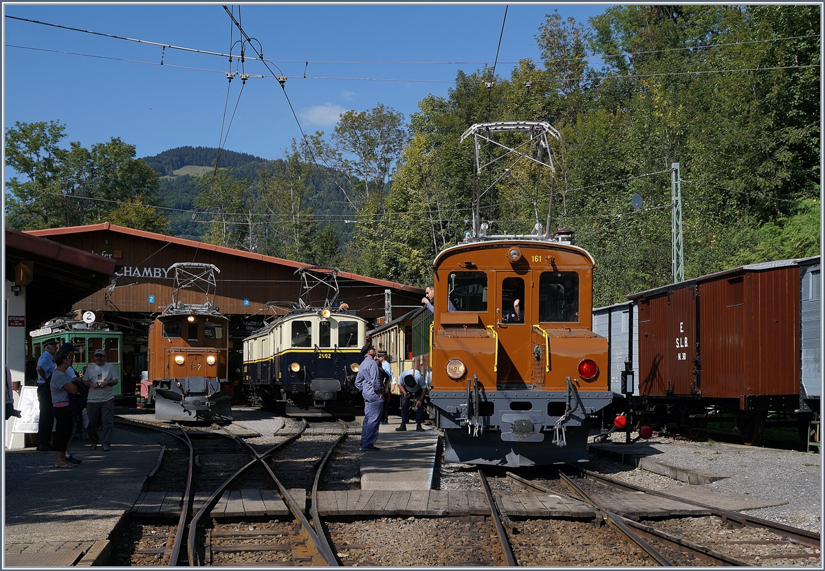 50 Jahre Blonay Chamby - MEGA BERNINA FESTIVAL: Die RhB Gastlok Ge 2/2 161  Asnin  (Eselchen) in Chaulin.
9. Sept. 2018