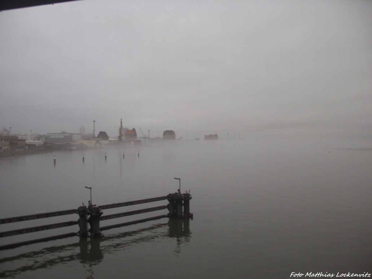 Blick auf Stralsund im Nebel am 9.12.13