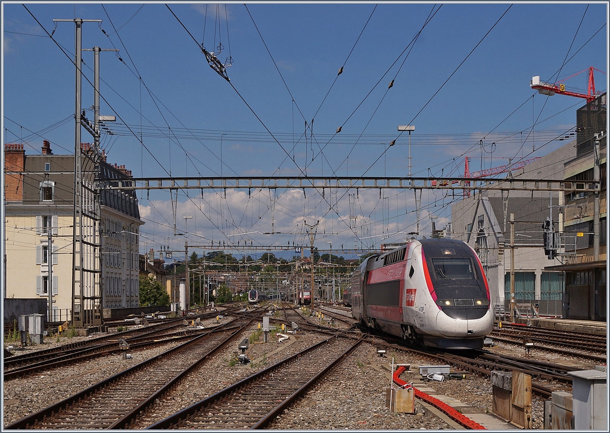 Der TGV Lyria 4724 bei der Ankunft in Lausanne. 

13, Juli 2020