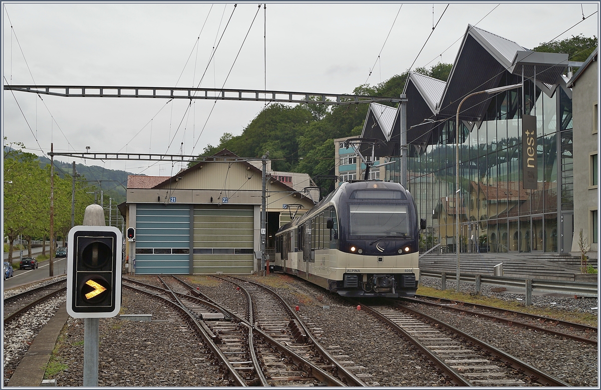 Die MOB Alpina Be 4/4 9204 und ABe 4/4 9304 stehen in Vevey.

11. Juni 2019