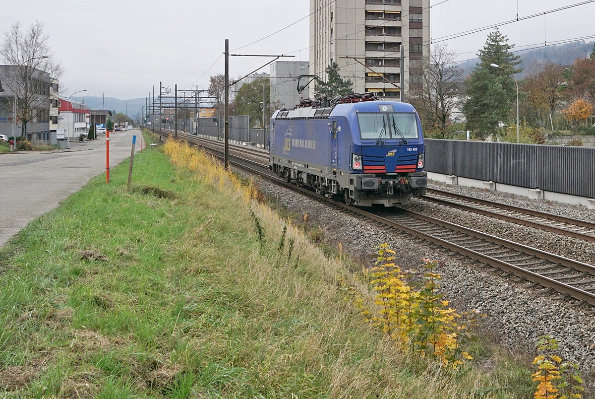Die WRS 193 493 auf der Fahrt nach Biel/Bienne bei Grenchen.

11. Nov. 2020