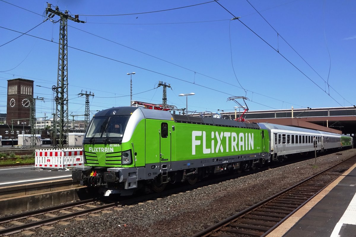 Flixtrain 193 990 verlsst Dsseldorf Hbf am 7 Juni 2019.