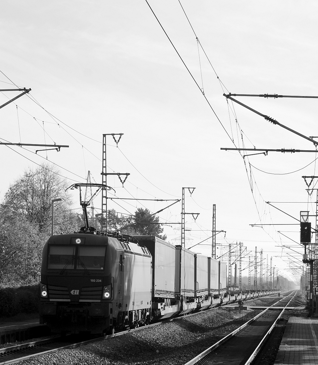 Hochformat wirkt einfach anders und manchmal auch besser...ELL/ELOC/TXL 193 234-2 mit nem schwach ausgelastetem KLV nach Pattburg. Jübek 02.11.2021 II