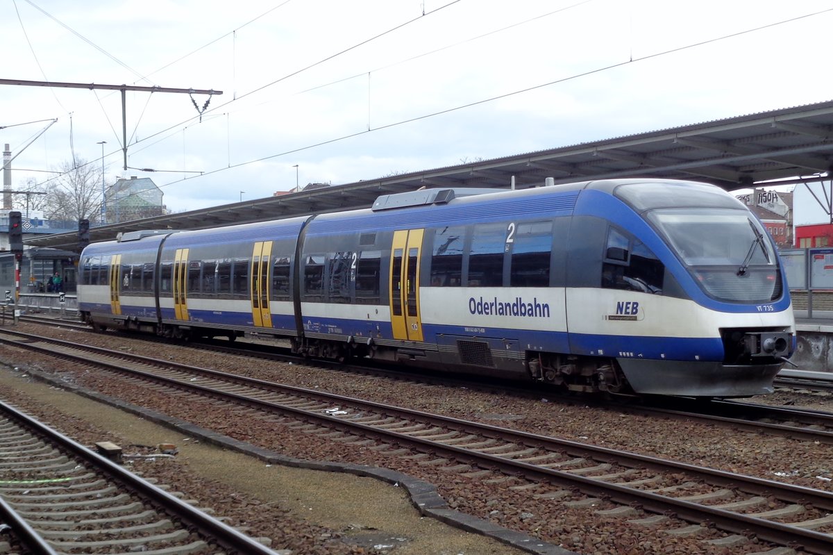 Niederbarminer Eisenbahn VT 735 steht am 5 April 2018 in Berlin-Lichtenberg. 