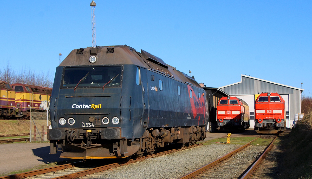 NRFAB TMe 1534 ex DSB 1534. Henschel 1985 im Einsatz für Contec Rail. Pattburg/DK 26.02.2023