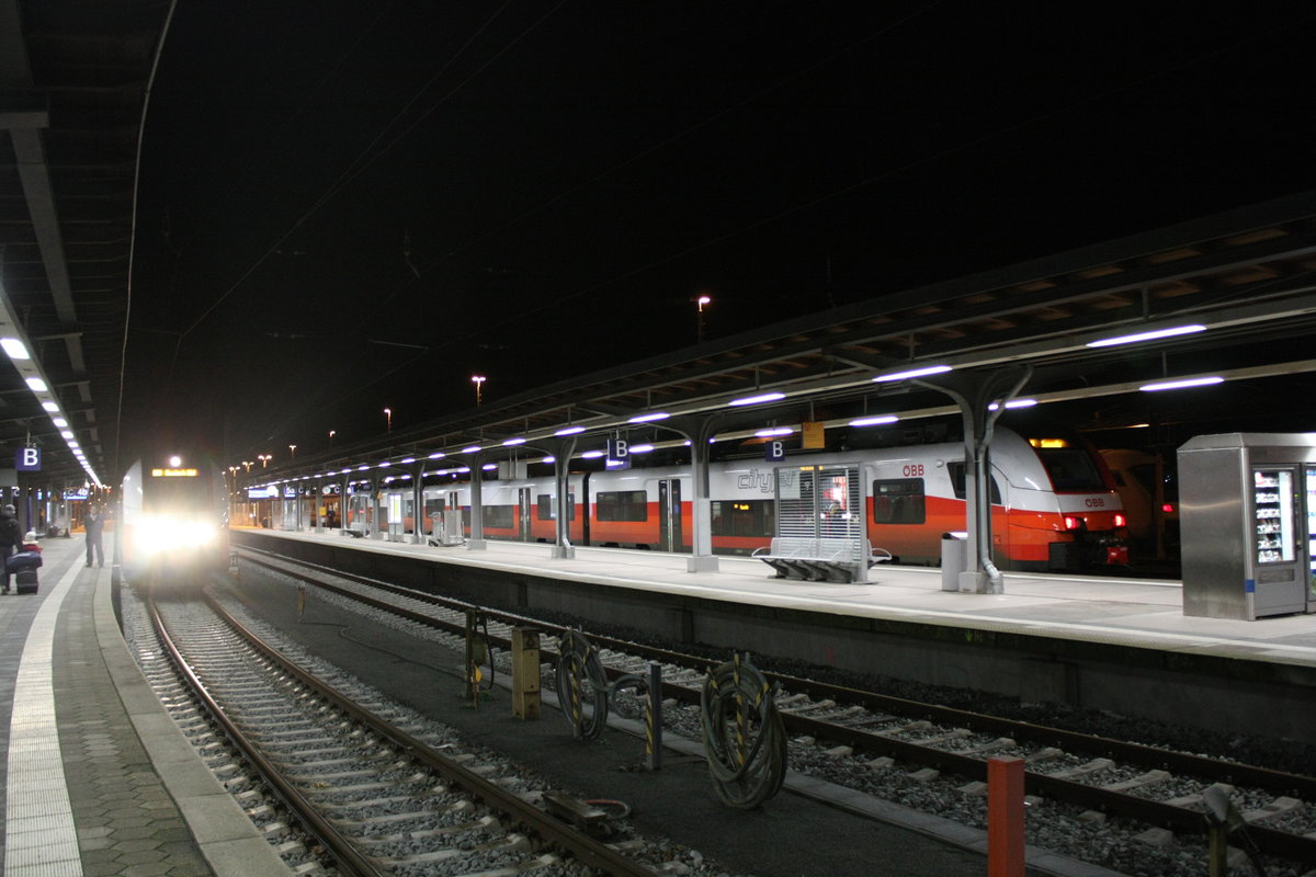 ODEG / BB Zugkreuzung im Bahnhof Stralsund Hbf am 4.1.20
