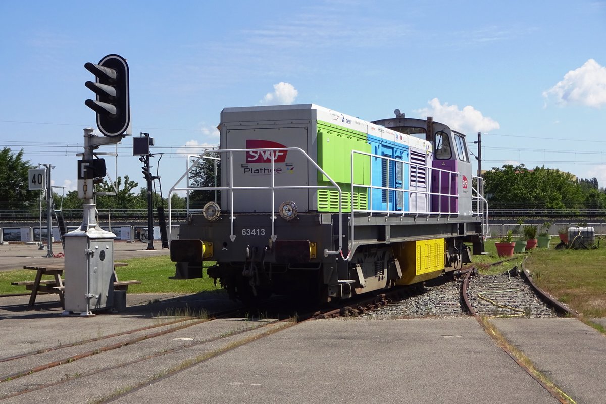 SNCF 63413 war ein Testlok für Batterien für Bahnverkehre und steht als Museumsstuck in Cite du Train in Mulhouse, wo sie am 30 Mai 2019 auf den Chip gesichert wurde.