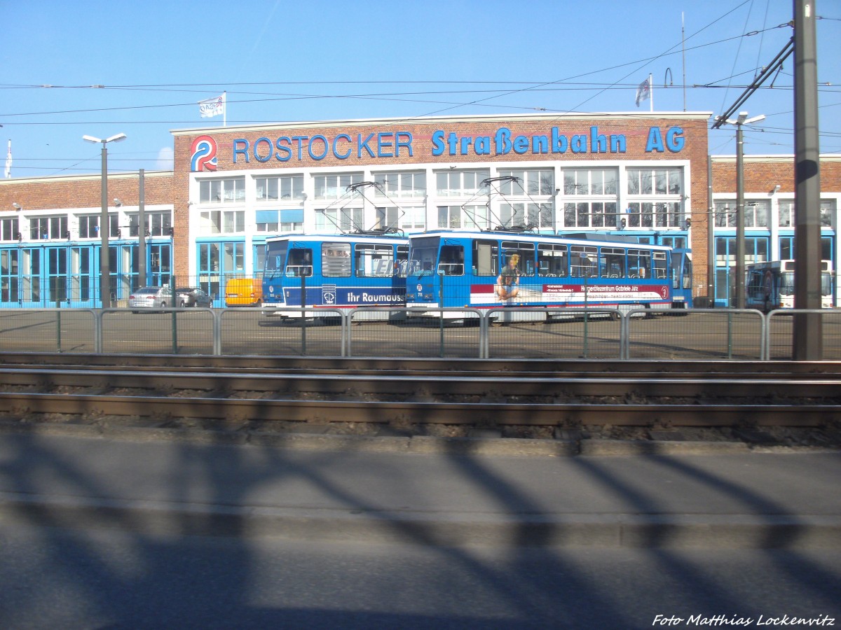Straenbahnen der RSAG aufm Betriebshof in Rostock am 6.3.14