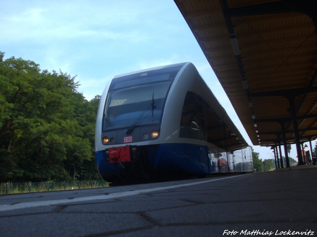 UBB GTW 2/6 mit ziel Swinemnde Centrum (PL) im Bahnhof Seebad Heringsdorf am 28.7.14
