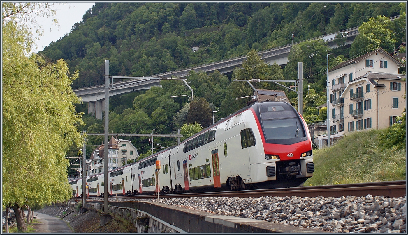 Kurz vor Villeneuve ist ein SBB RABe 512 als RE 33 von Annemasse nach Martigny unterwegs. 

19. Mai 2026