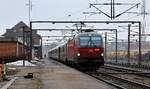 DSB Litra EB 3220 mit ECE 398 Ausfahrt Padborg/DK gen Kopenhagen. 25.02.2026