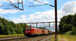 DBCSC EG Doppel mit der f�hrenden EG 3110 und langem G�terzug aus Pattburg kommend auf dem Weg nach Norden.
