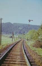Einfahrt vom Bahnhof Eibenstock unt Bf am 16.9.1975