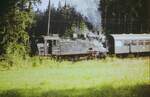 94 2105 unterwegs zwischen Eibenstock unt Bf und eibenstock ob Bf am 16.9.1975