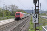 BR 101/844258/ebenfalls-am-sonntag-den-742024-kommt Ebenfalls am Sonntag den 7.4.2024 kommt die 101 127 mit einm NightJetZug durch Weinheim  Sulzbach gen Bensheim 