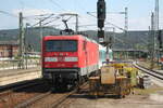 112 166 verlässt als RB25 mit Ziel Halle/Saale Hbf den Bahnhof Saalfeld (Saale) am 1.6.22