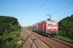 143 176 verlsst als S9 mit ziel Halle (Saale) Hbf den Bahnhof Delitzsch ob Bf am 2.7.19