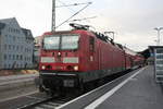 143 856 steht als S7 mit ziel Halle-Nietleben im Bahnhof Halle/Saale Hbf am 4.1.20