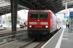 BR 143/707872/143-055-als-s9-mit-ziel 143 055 als S9 mit ziel Eilenburg im Bahnhof Halle/Saale Hbf am 16.7.20