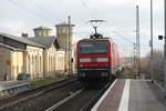 143 957 verlsst den Bahnhof Delitzsch ob Bf in Richtung Eilenburg am 10.3.21