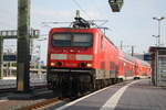 143 932 von Eilenburg kommend bei der Einfahrt in den Endbahnhof Halle/Saale Hbf am 13.7.21