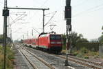 146 030 mit dem RE30 mit ziel Halle/Saale Hbf verlsst den Bahnhof Stumsdorf am 11.8.20  