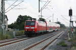 146 027 mit dem RE30 mit ziel Magdeburg Hbf bei der Einfahrt in Stumsdorf am 11.8.20