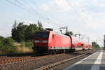 146 031 mit dem RE30 mit ziel Magdeburg Hbf bei der Einfahrt in den Bahnhof Niemberg am 11.8.20