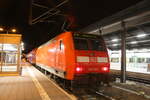 146 024 im Bahnhof Halle/Saale Hbf am 1.4.22