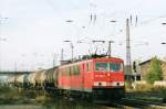 Am 28 Mai 2007 durchfahrt 155 006 mit ein Kesselwagenzug Naumburg (Saale).