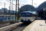 wisentatalbahn-2/872296/der-pendelverkehr-der-wisentatalbahn-verlaesst-den Der Pendelverkehr der Wisentatalbahn verlsst den Dresdener Hbf in Richtung Bw Dresden Altstadt am 13.4.24