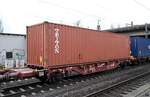 verlängerter container-tragwagen der gattung Lgns,uic-nummer:27 55 4432 188-6,harburg 10.02.22