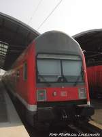 Steuerwagen mit ziel Groheringen im Bahnhof Halle (Saale) Hbf am 13.8.15