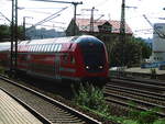 Mit Steuerwagen voraus ist kommt 146 017 als RE50 mit ziel Leipzig Hbf von Dresden Hbf am Bahnhof Dresden Freiberger Straße vorbeigefahren am 5.9.18