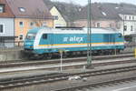Blick aus der 218 105 auf die 223 061 vom alex im Bahnhof Schwandorf am 23.3.21