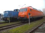 PRESS 346 020 & Arcelor 145 CL-001 abgestellt im Stralsunder Stadthafen (Bei der Getreide AG) am 12.12.13